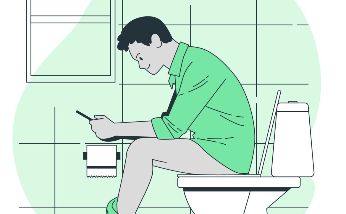 using phone on the toilet