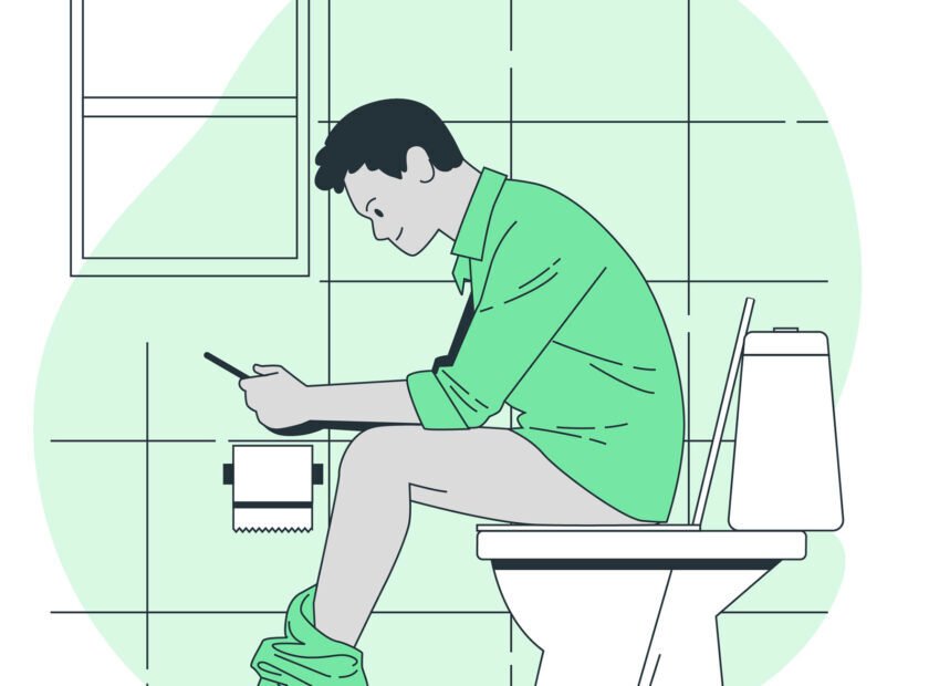 using phone on the toilet